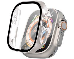 Hoesje Full Cover - Geschikt voor Apple Watch Ultra / Ultra 2 / Ultra 3 / Ultra 4 - 49 mm - Screen protector - Case/Cover - Zilver