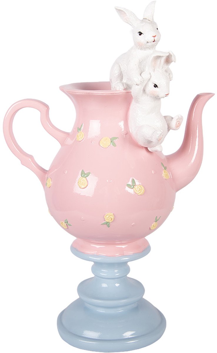 Decoratie Beeld Konijn 22x14x35 cm Wit Kunststof