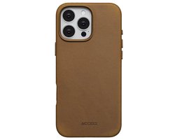 Accezz Hoesje - Geschikt voor iPhone 16 Pro Max - Vintage Leather geschikt voor MagSafe Backcover - Tabacco Cognac