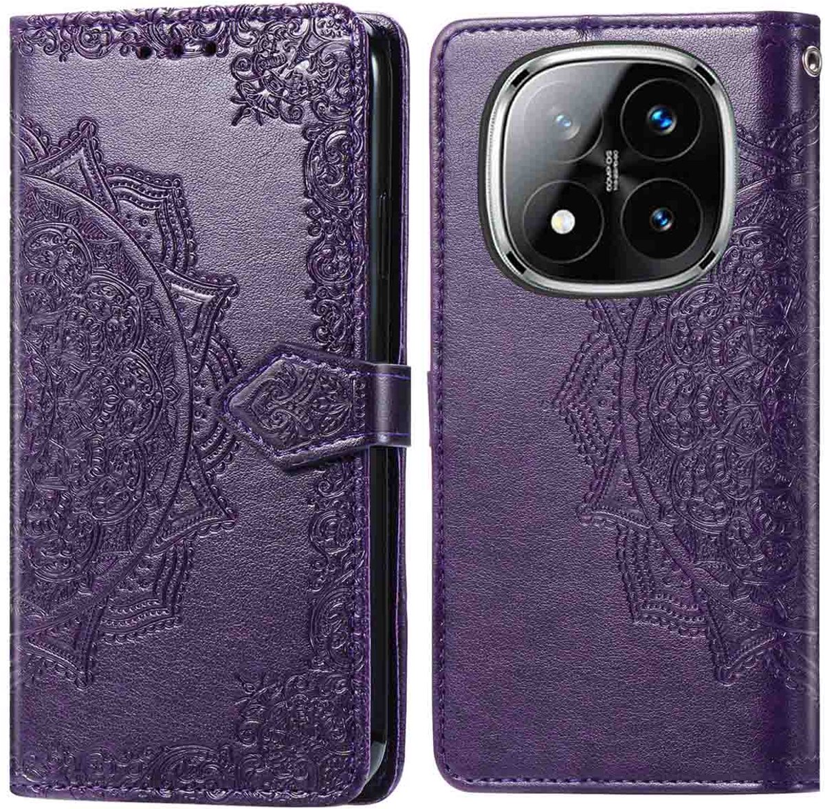imoshion Hoesje - Geschikt voor Xiaomi Redmi Note 14 Pro (4G) - Mandala Bookcase - Paars