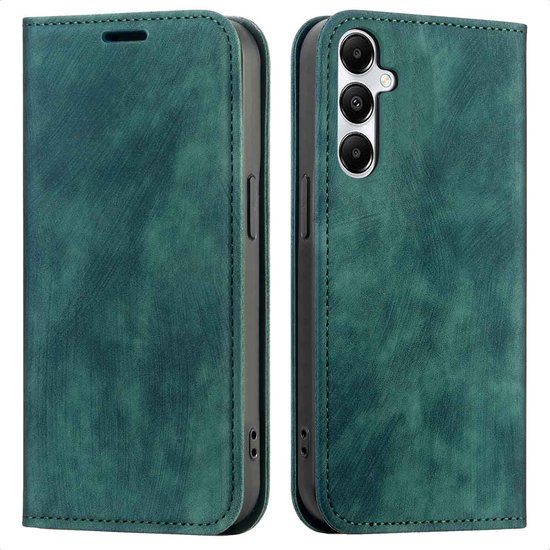 Samsung Galaxy A16 hoesje groen slim bookcase met pasjeshouder, magneetsluiting en standfunctie, zacht en slank