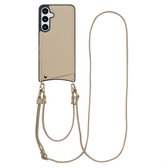 Selencia Telefoonhoesje met Koord en Pasjeshouder - Geschikt voor Samsung Galaxy S24 Plus / S25 Plus - Backcover met Verstelbaar Koord en Polskoord - 2 Pasjes - Zwart