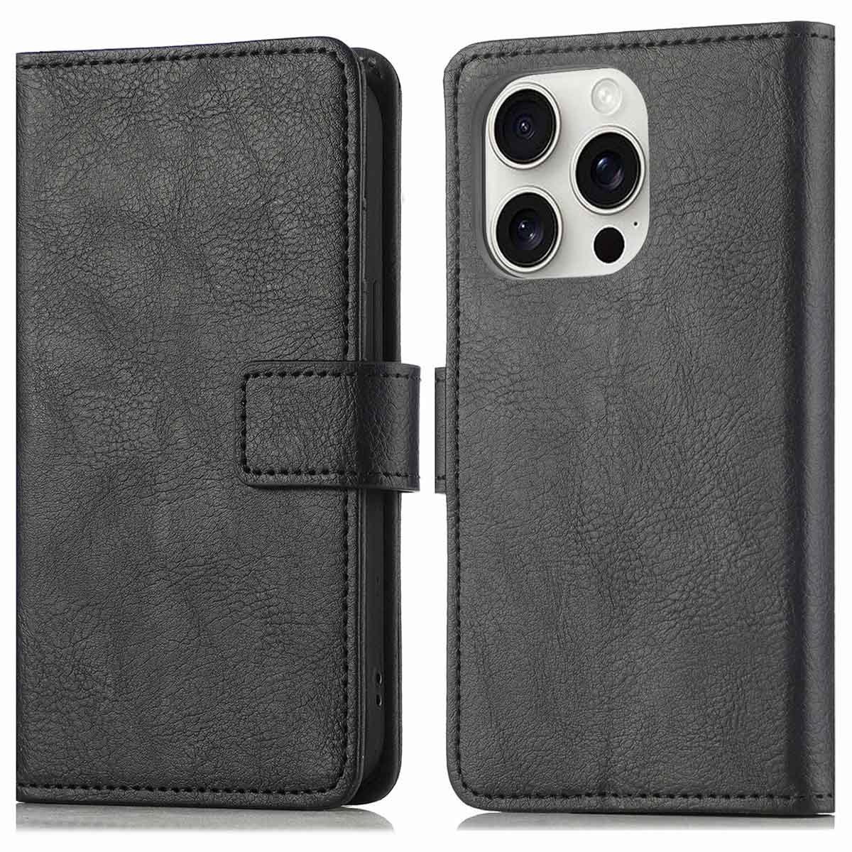 imoshion Hoesje - Geschikt voor Apple iPhone 16 Pro Max - Luxe Bookcase - Zwart