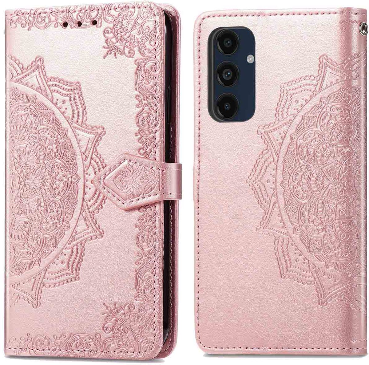 imoshion Hoesje - Geschikt voor Samsung Galaxy S24 FE - Mandala Bookcase - Rosé Goud
