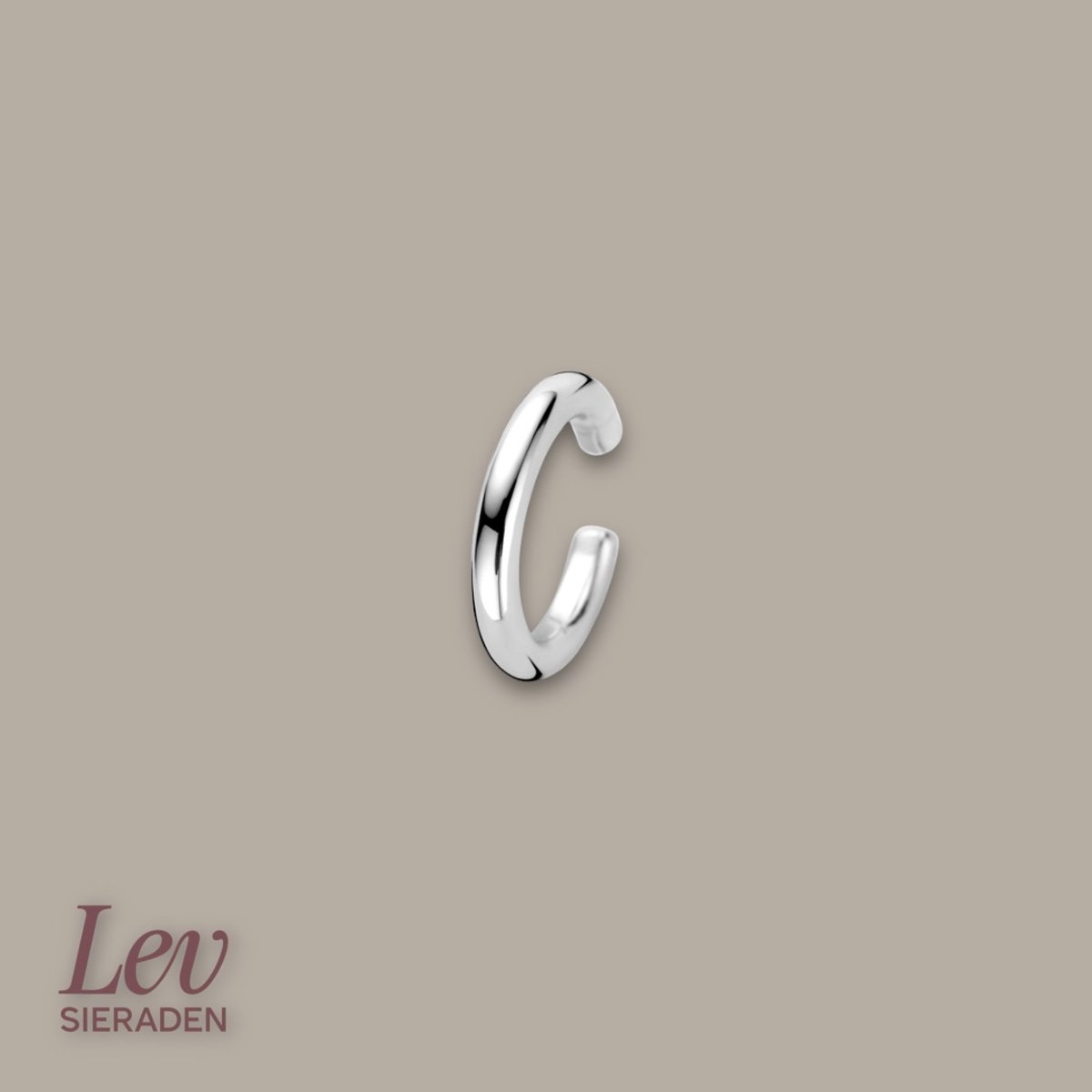 Lev Sieraden - ear cuff piercing - 12,5 mm Gerhodineerd 925 zilveren ear cuff met een afmeting van 12.5x2mm