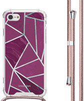 Coque iMoshion adaptée pour iPhone SE (2022) / SE (2020) / 8/7 avec cordon - Coque iMoshion Design avec cordon - Multicolore / Graphique Bordeaux