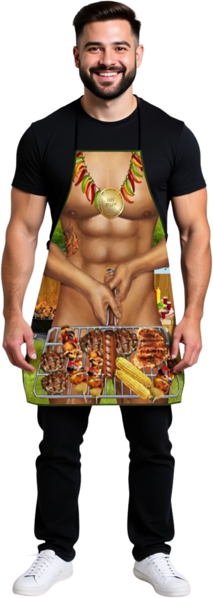 Partychimp Schort Worstje Cadeau BBQ Schort - 80 x 56 cm - Polyeste