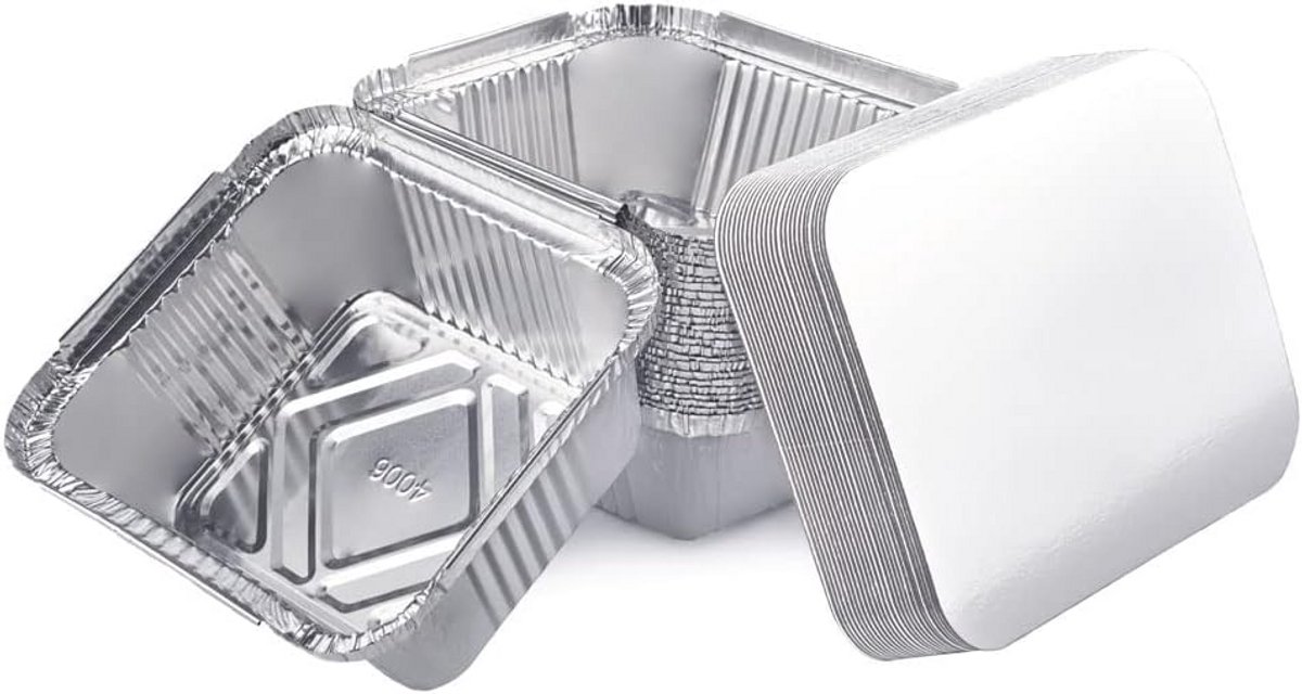 Aluminium Wegwerpschalen met Deksel voor Voedseltransport - 450 ml - 25 Stuks