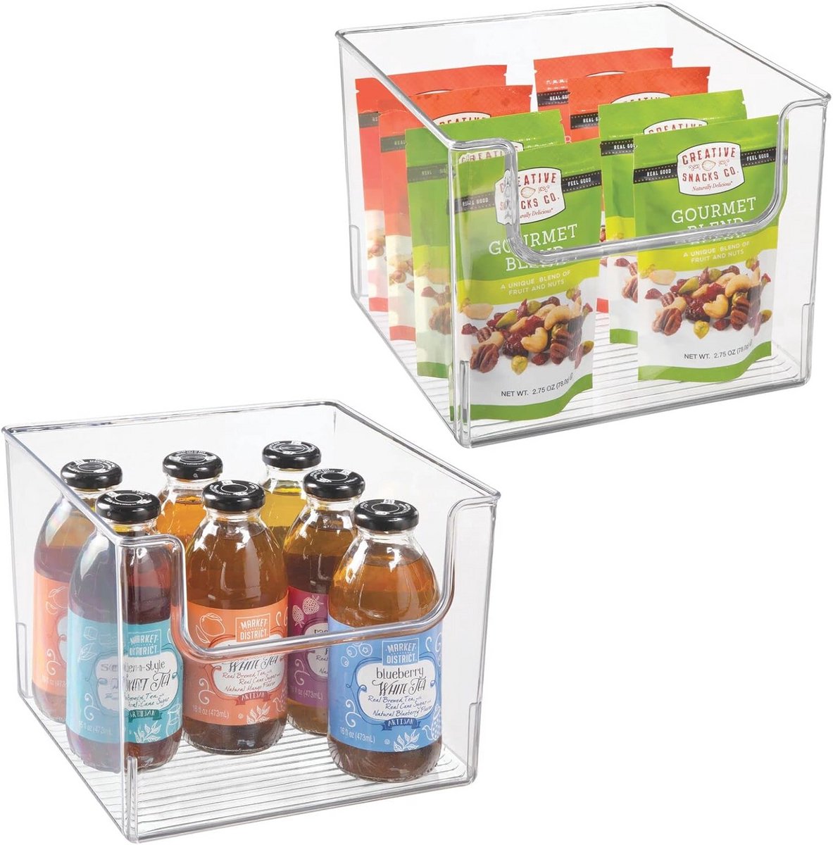 Organisatiebox voor Voedselopslag - Doorzichtige Opbergdozen - Set van 2 Voor Keuken en Koelkast