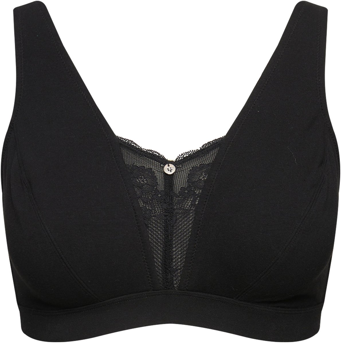 Ulla Popken Dames - Bralette kantinzet zonder beugel - Zwart