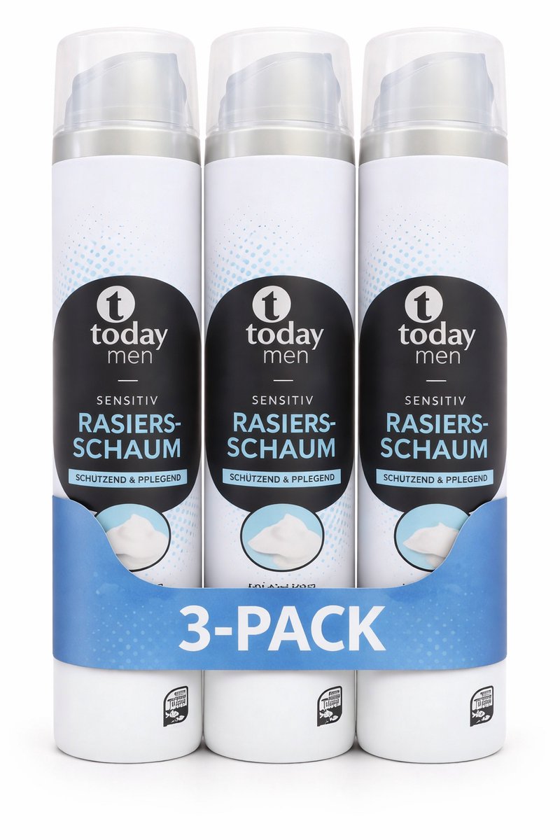 Today Men Scheerschuim Sensitive Aloe Vera – 3-Pack (3 × 300 ml)
