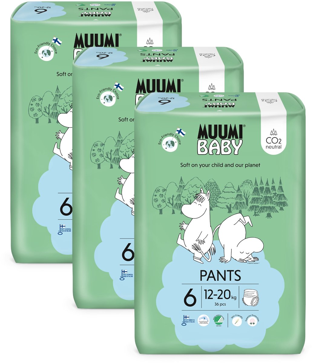 Eco Muumi Baby luierbroekjes maat 6 - 16-20 kg - 108 stuks - ecologisch