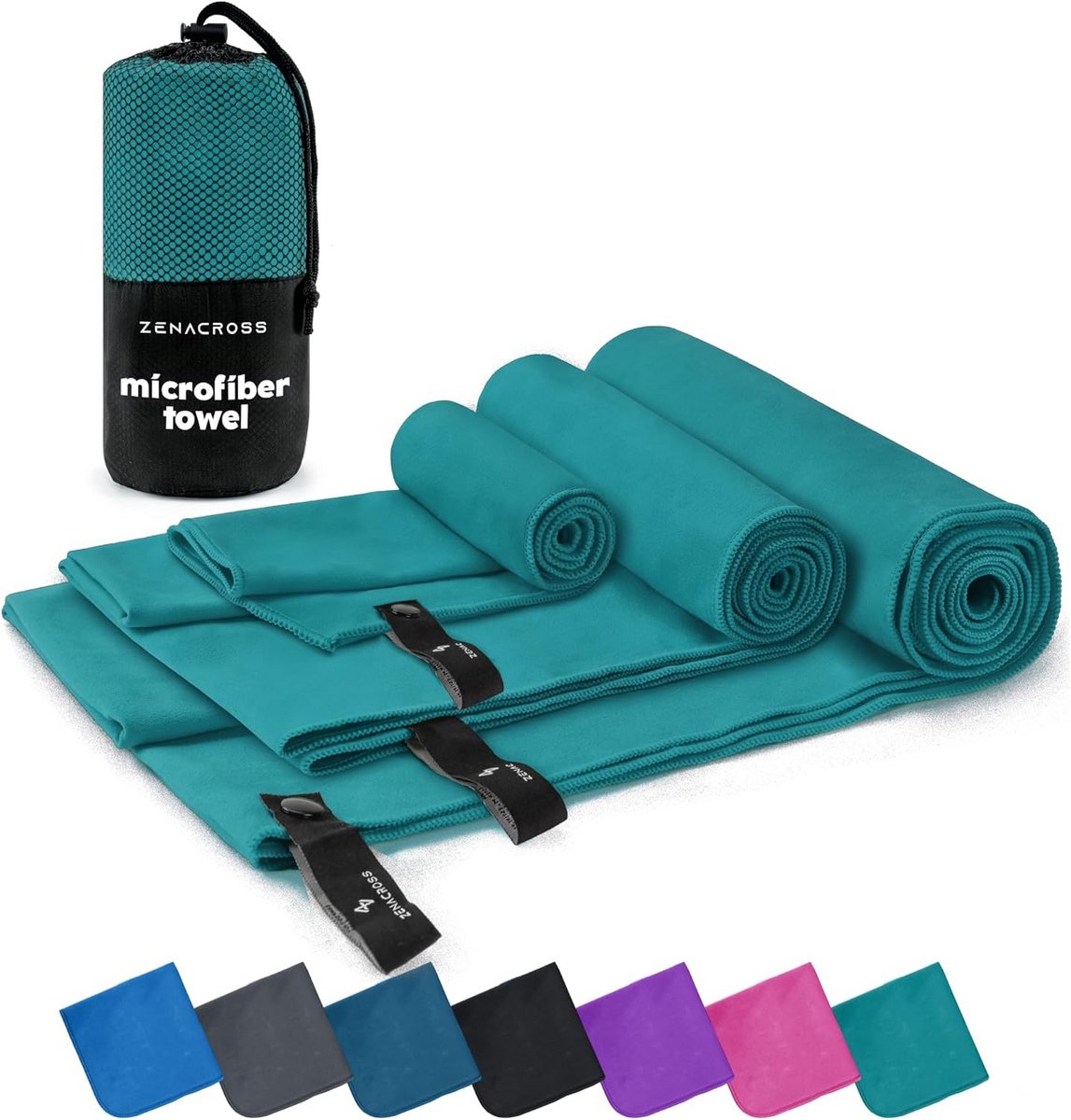 Compacte en sneldrogende microvezelhanddoek voor sport - Maat S 100 x 50 cm - Zwart