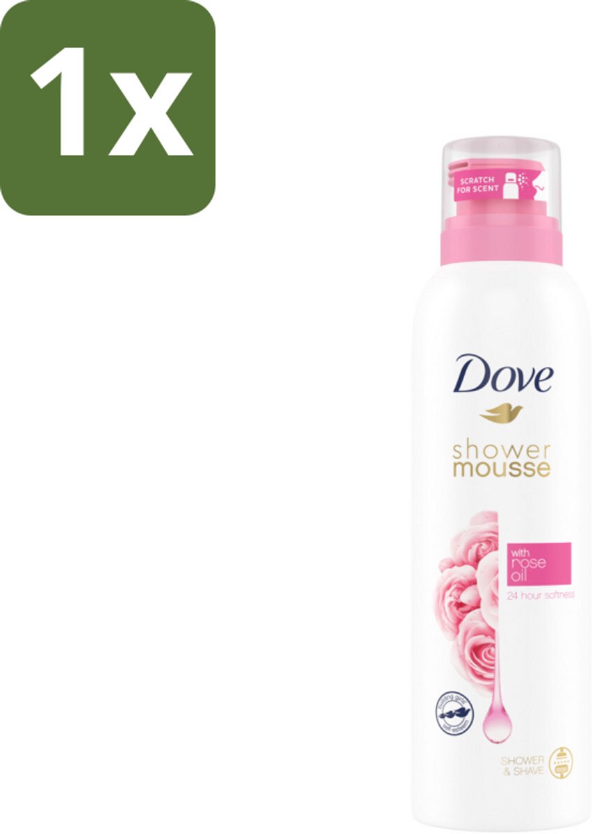 1 x Dove Shower Foam - Rose Oil - 200 ml - Douche Mousse - Scheerschuim - Hydraterend - Huidverzorging - Roze Olie