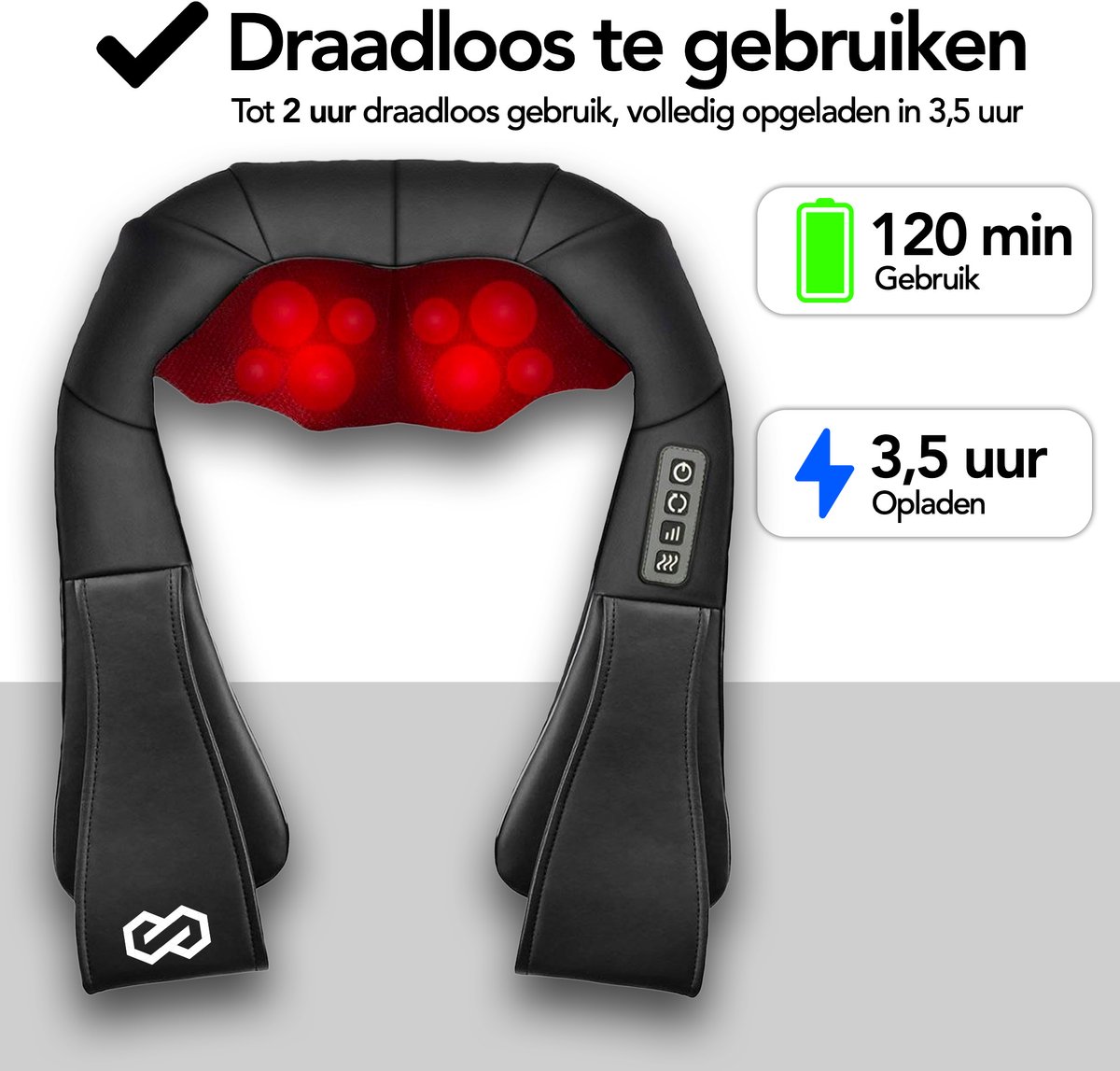 Infinity Draadloos Shiatsu Massagekussen met Warmtefunctie - afbeelding 2
