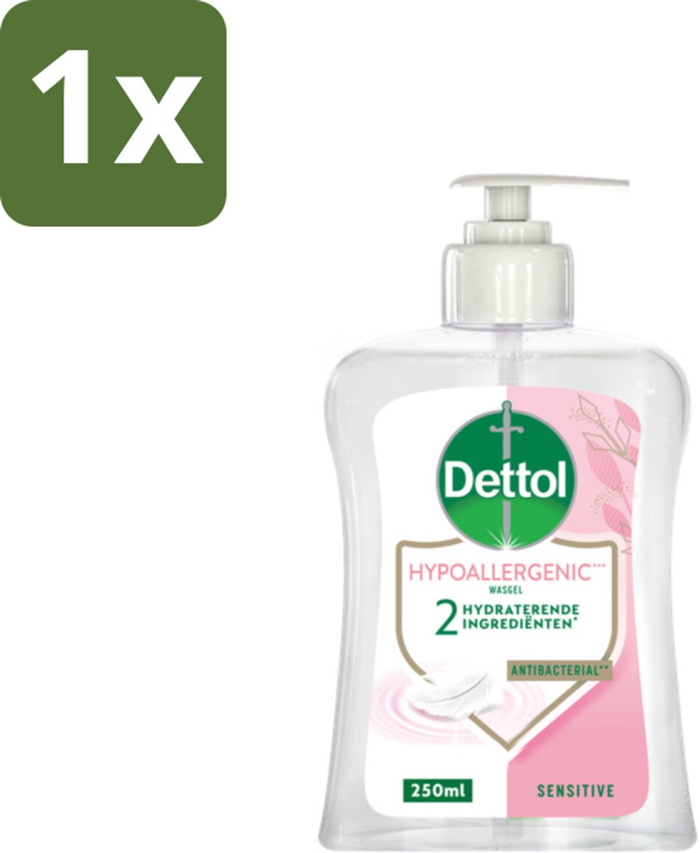 1 x Dettol - Handzeep - Hypoallergenic - Gevoelige Huid - 250 ml - Gevoelige Huid - Handzeep Hypoallergenic - Antibacterieel - Handhygiëne - Mild Handzeep