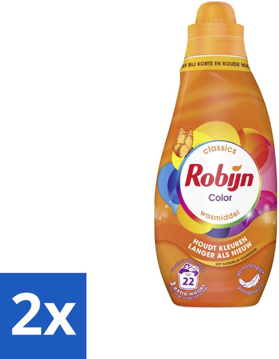 Robijn – Vloeibaar Wasmiddel – Klein & Krachtig Classics Color - 665 ml - Voordeelverpakking - 2 stuks