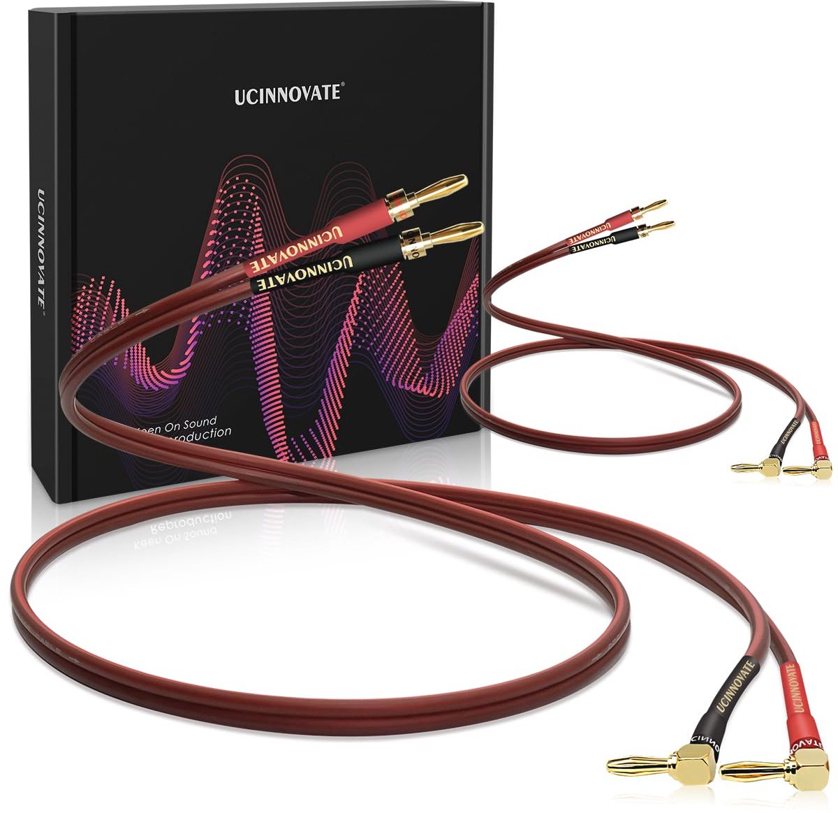 14 AWG Hifi Speaker Kabel met Vergulde Banaan Stekkers - 2x 3m L Type Audio Kabel