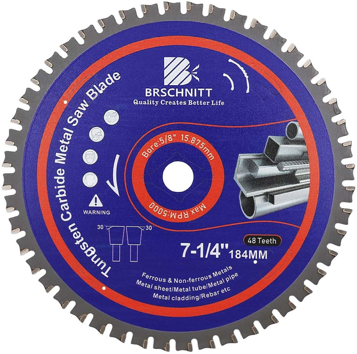 Cirkelzaagblad 165 mm - 48T TCT voor Staal, Aluminium en Metaal