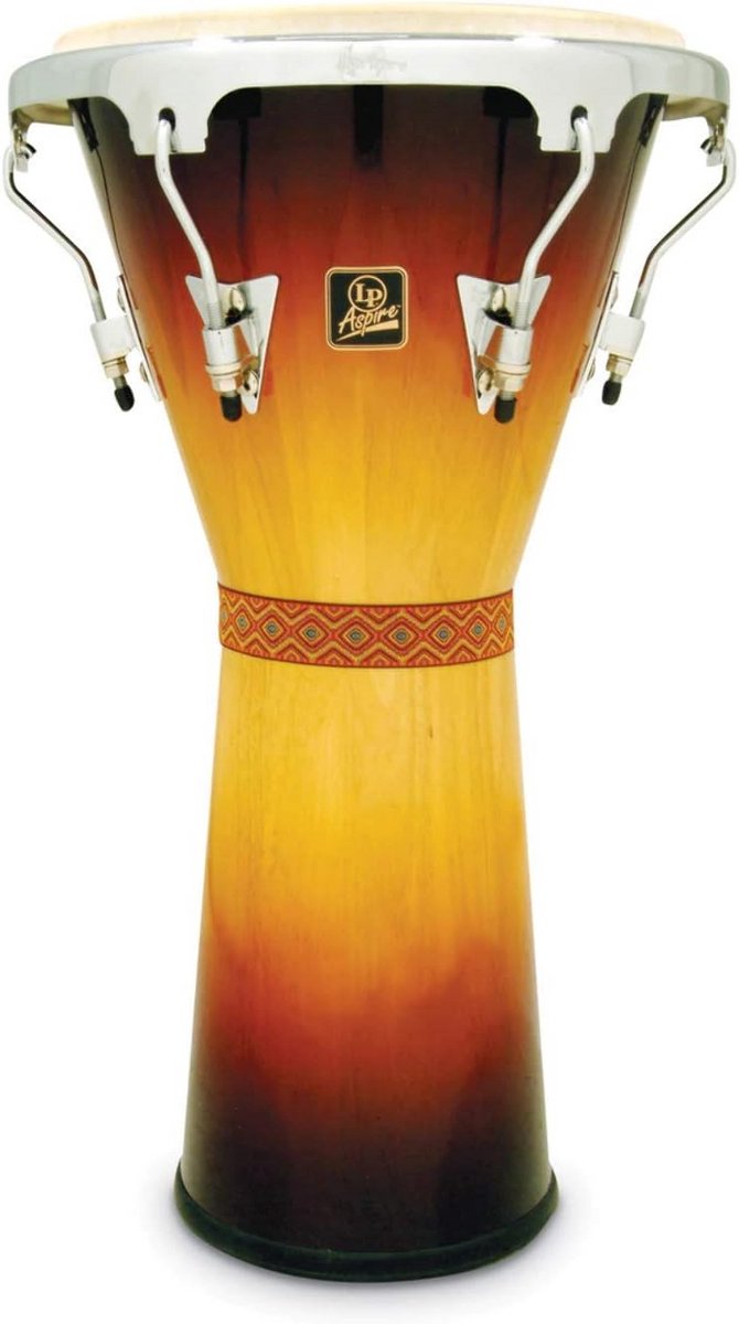 Djembe Handtrommel 12,5" x 25" met Geitenvacht en Siam Eiken Hout