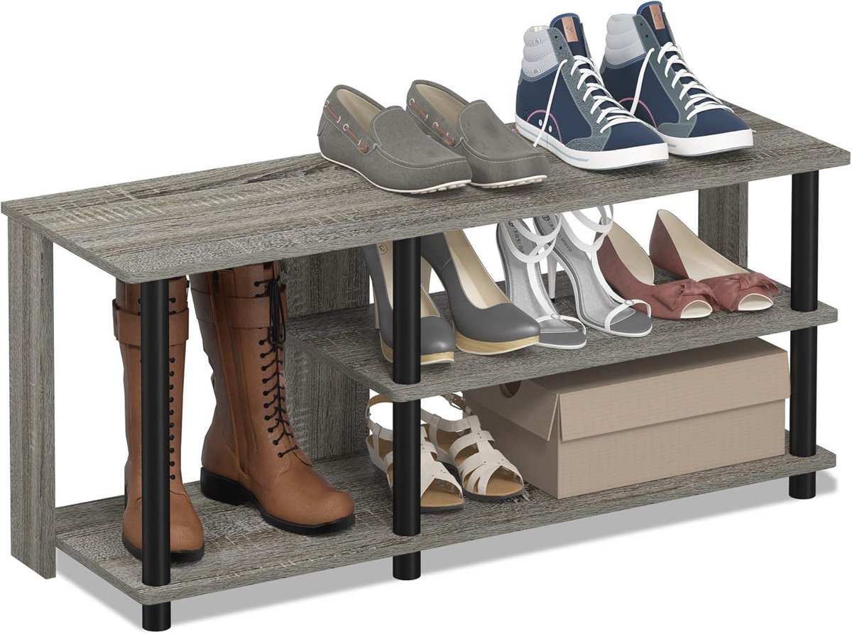 Schoenenrek van Hout in Franse Eik Grijs, Compact en Praktisch