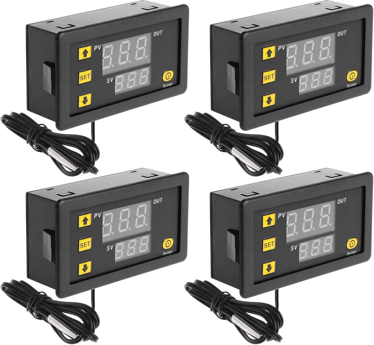 Digitale Temperatuurregelaar met LCD Display - 4 Stuks, Temperatuurregeling tot 120°C, Temperatuurschakelaar voor Verwarming en Koeling