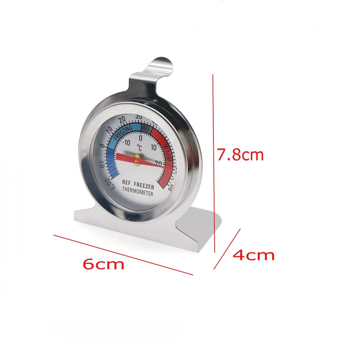 Roestvrijstalen koelkast en vriezer thermometer met grote wijzerplaat – 2 stuks