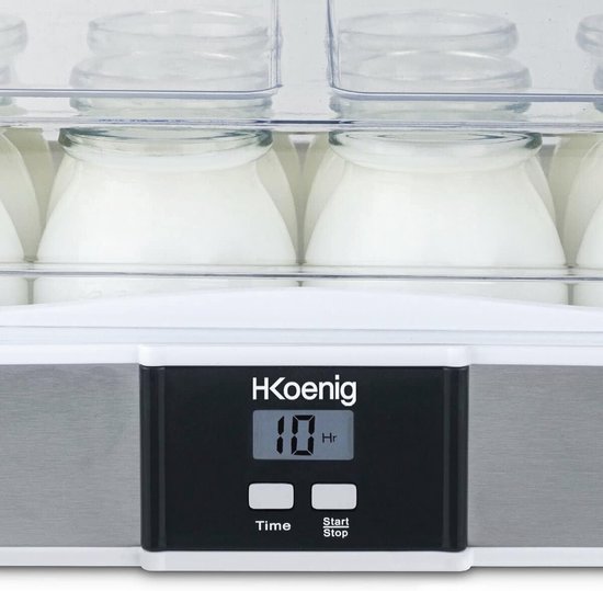 Programmeerlijke Yoghurtmaker met 12 Glazen, LCD-Display en Roestvrijstalen Behuizing van Merkloos — afbeelding 3