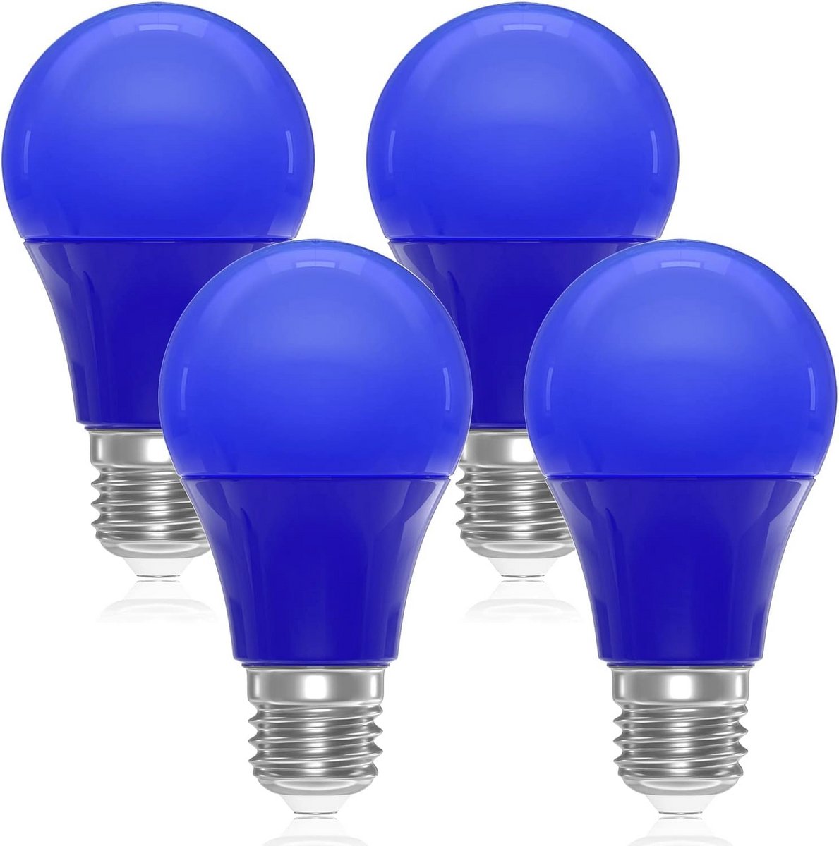 Blauwe LED-Lampen E27 A19 - 9W Kleurenlampen voor Feestverlichting (4-Pack)