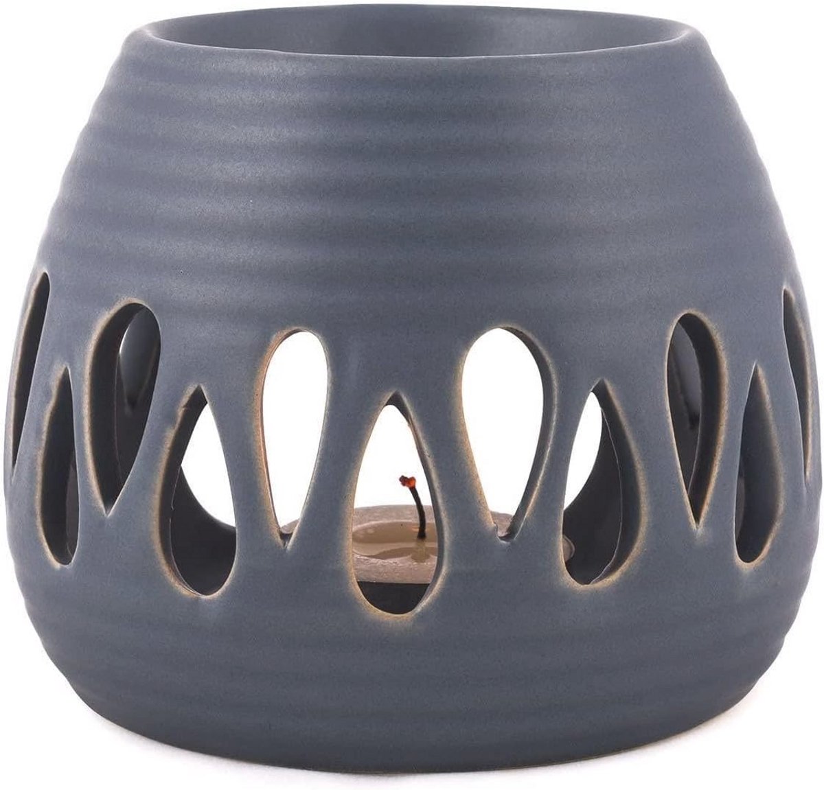 Keramische geurlamp in blauw - hoogte 8 cm