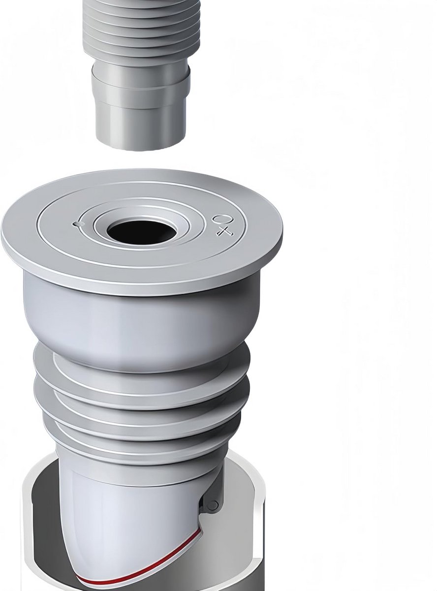 Afvoerslangafdichting voor wasmachine - Anti-geur afvoerplug en afdichtingsring (S(35-40 mm)) - Grijs