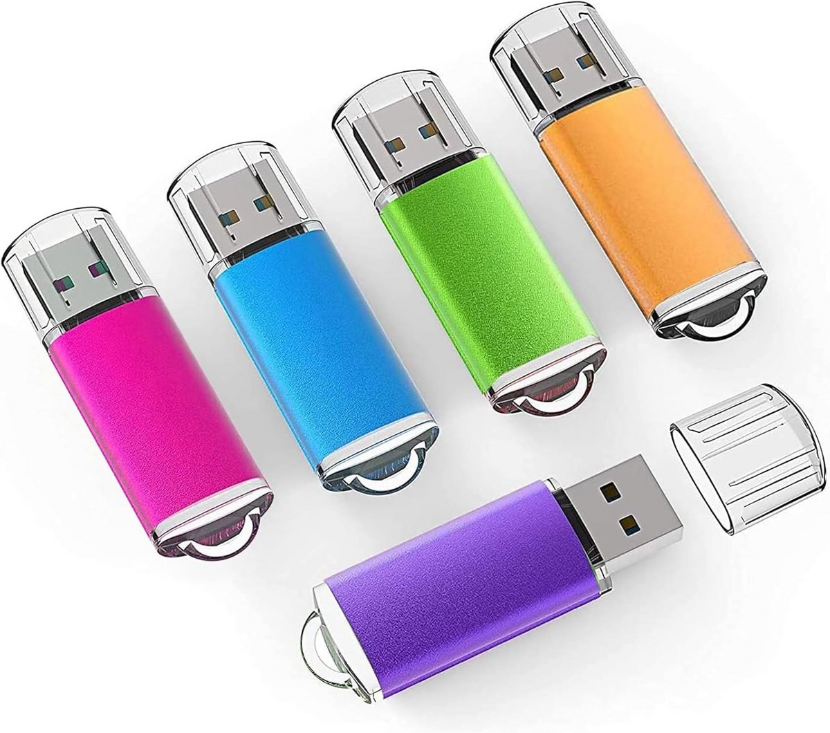 Set van 5 USB Sticks 1GB - USB 2.0 & 3.0 Geheugensticks in Diverse Kleuren
