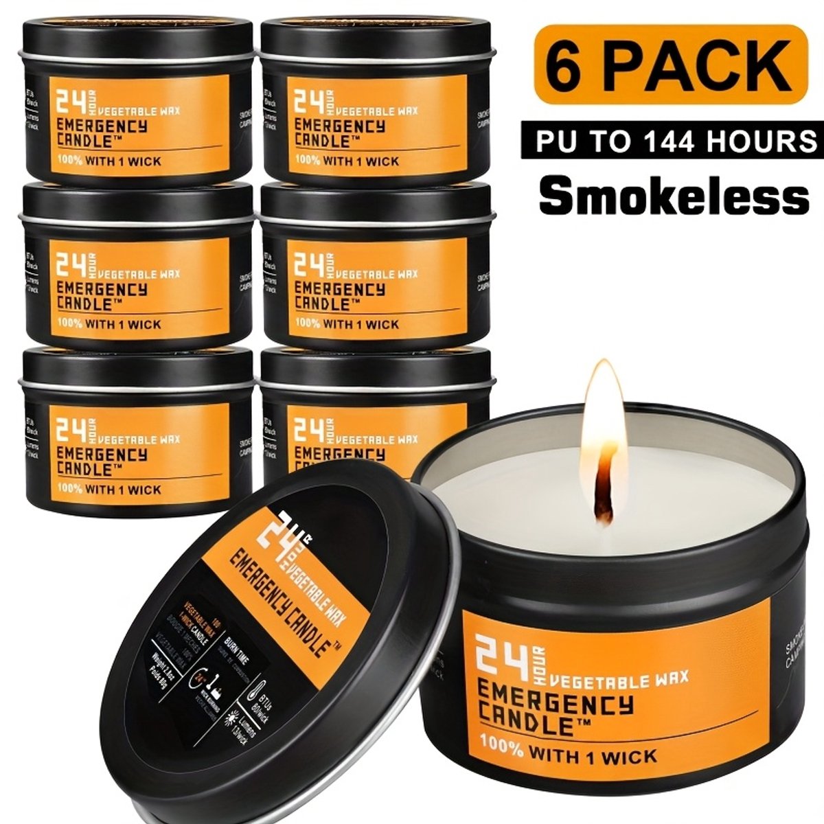 VANDAAG VERZONDEN - 6 STUKS Noodkaarsen - Emergency Candle - Camping Candle - Noodkaars - Kaarsen Voor Noodgebruik - Stroomuitval Kaars - Outdoor Kaars - Survival Kaars - Lange Brandduur Kaars - Kampeer Kaars - Noodverlichting Kaars
