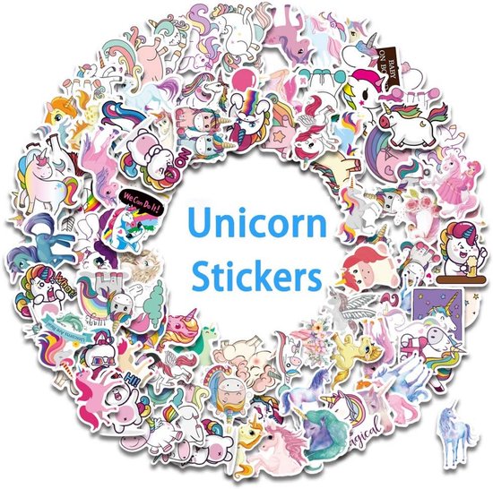 100 stuks Eenhoorn Stickers - Geen dubbele! - Vinyl - Eenhoornstickers