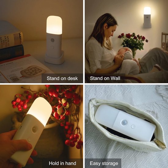 Dimbare Motion Sensor Nachtlicht met 5 Helderheidsniveaus en Oplaadbare Batterij van Merkloos — afbeelding 3