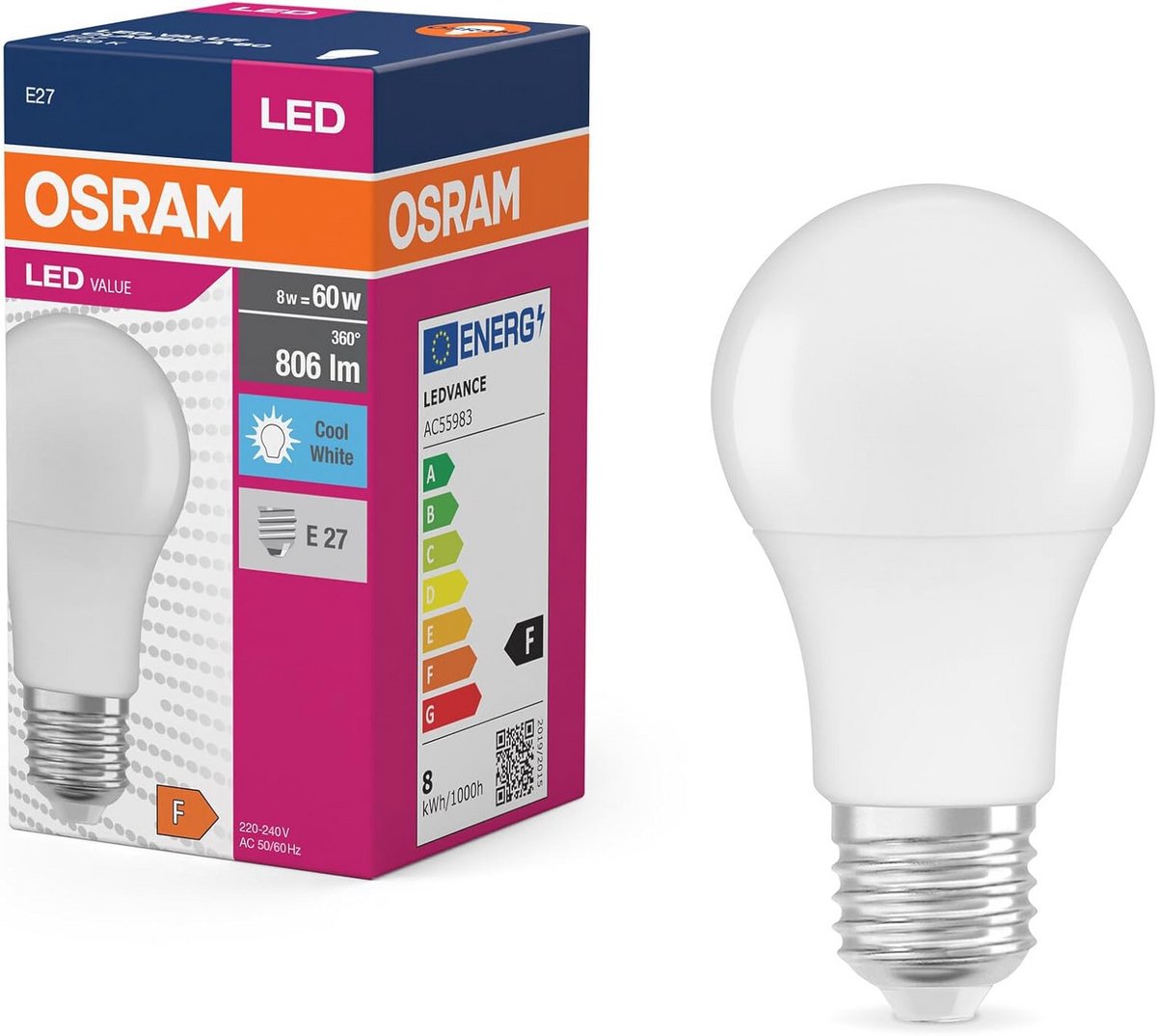 LED Gloeilamp E27 A60 806 Lumen Koel Wit 4000K - Vervanging voor 60W