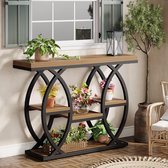 Tribesigns Consoletafel - Sidetable - Console - Haltafel - Metaal/Hout - Bruin - Industrieel - 100 x 30 x 80 cm - Console Tafel voor Hal, Woonkamer, Entree