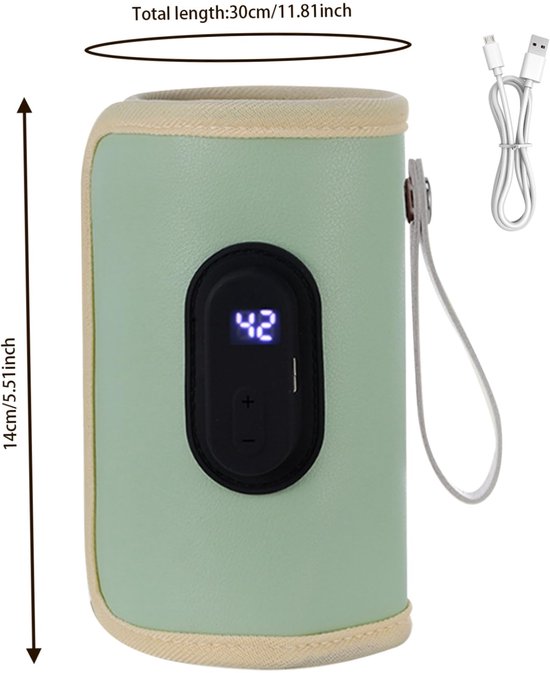 18W draagbare fleswarmer, snelle verwarming fleswarmer, instelbare temperatuur USB fleswarmer voor huis, familie, reizen, groen, draagbare fleswarmer, reizefleswarmer, fleswa — afbeelding 2