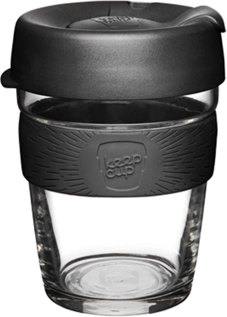 Herbruikbare Koffiekop van Gehard Glas met Spatwaterdicht Deksel 340ml