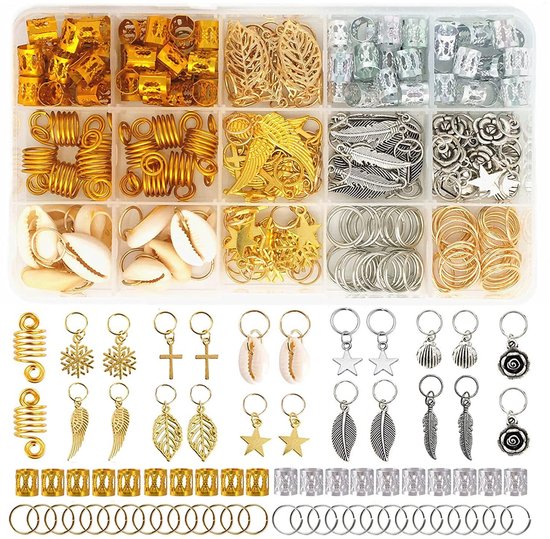 Foto: 220 stuks haar kralen beads kit diy vlecht haar ringen vlechten haar ringen hair beads haar kralen voor vlechten haarringen dreadlock kralen vlechten haar accessoires vrouwen vlecht accessoires voor vlechtdecoraties en kapsels
