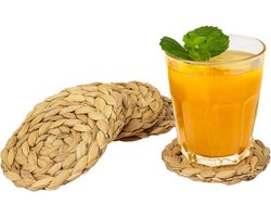 Ronde onderzetters, geweven onderzetters van waterhyacintglas | 6-delige set | 10 cm