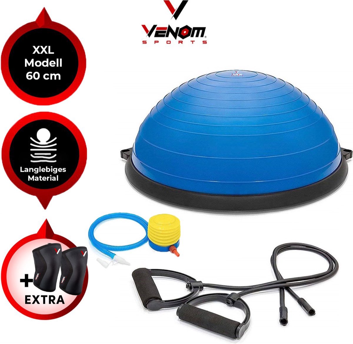 Venom Sports® X-BALL – Fitness – Balans Trainer – Anti-slip – 60 cm - Blauw