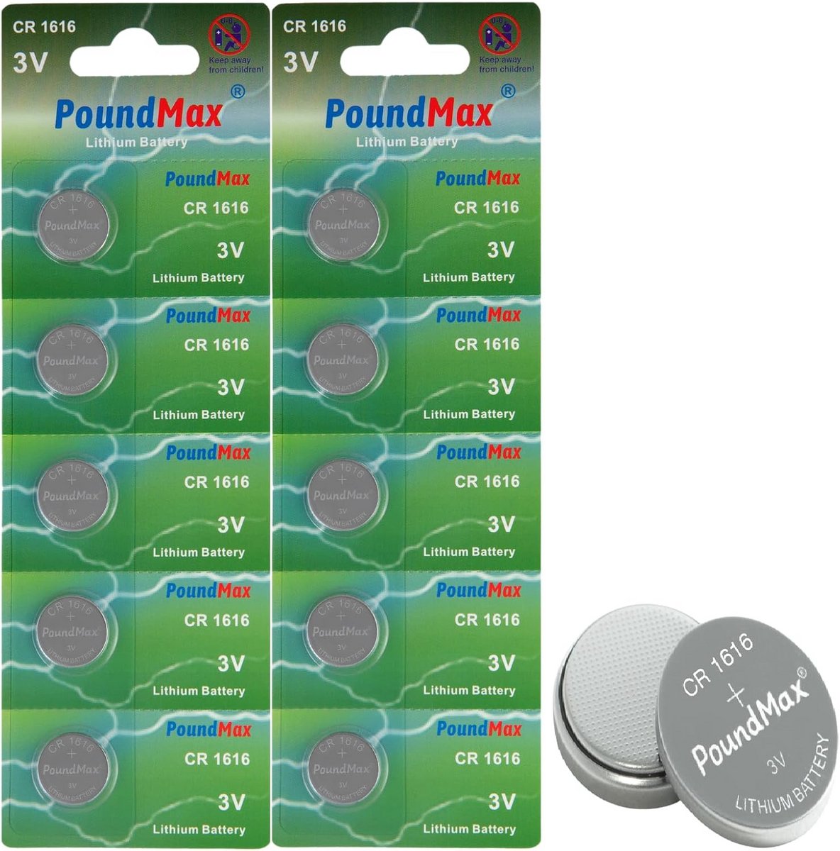 10x 3V Lithium Knoopcelbatterijen CR1616 Vervangend