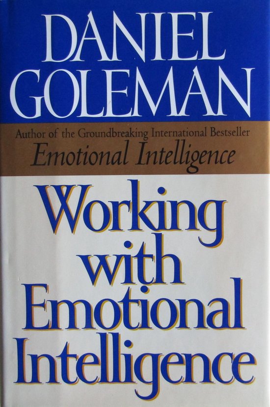 Boekcover 'Working with Emotional Intelligence' door Daniel Goleman. Blauwe en beige tinten.