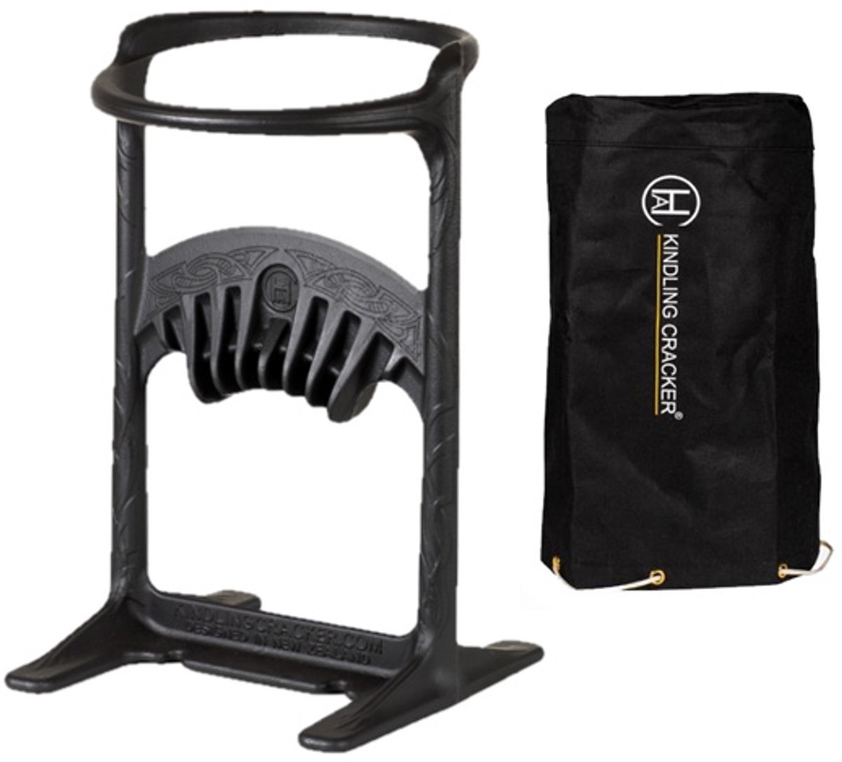 Kindling Cracker King XL Houtklover + Cover - Gietijzer - Zwart