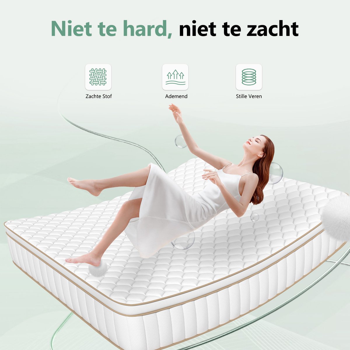 Saikefy Matras 160x200 tweepersoons - 25cm - Pocketvering Matras - 7-Zones - Orthopedisch - Anti-Allergie - Traagschuim - Gemiddelde Stevigheid — afbeelding 6