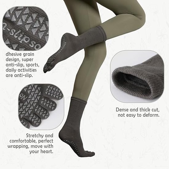 3 paar - Sokken - antislip sokken - Yoga Sokken - sokken dames - yoga sokken antislip dames - ademende katoenen sokken - pilates teensokken antislip - sportsokken - yoga sokken met tenen van ToeSox — afbeelding 3