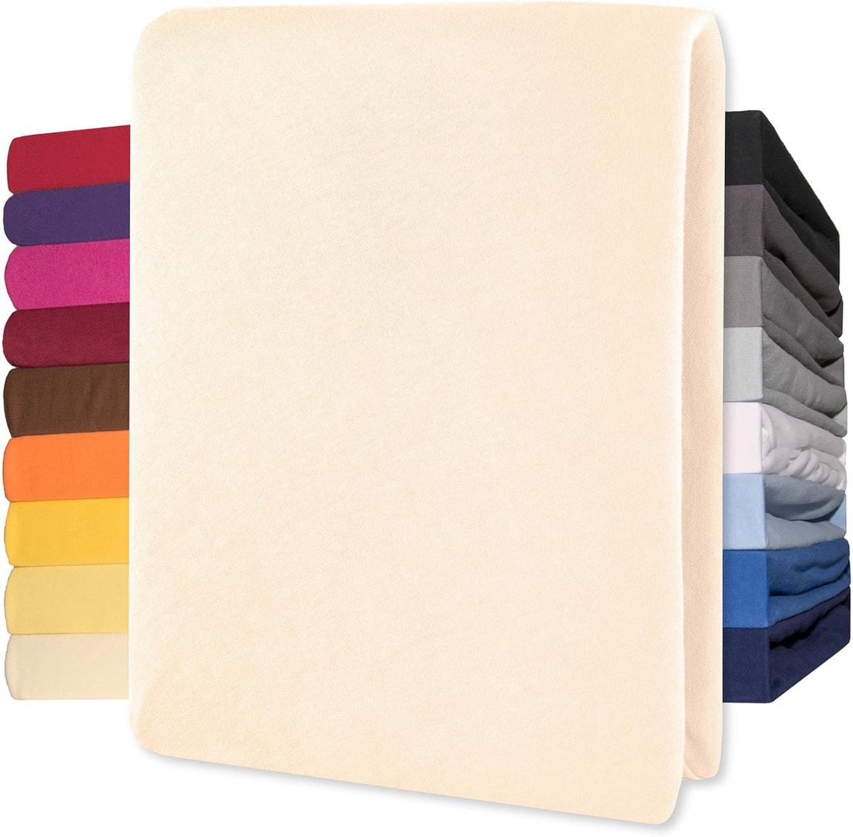 Lucina Hoeslaken Jersey Katoen Stretch 30cm Hoge Hoek - beige 140x200cm - 160x200cm