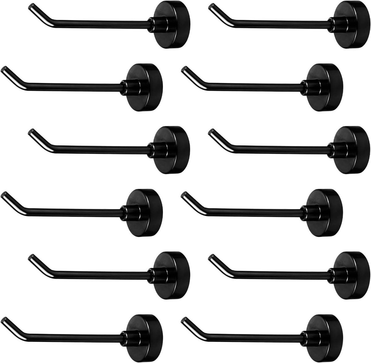 Grote Magnetische Haken - Set van 12 stuks voor thuisgebruik - Sterk magnetisch, 7,1cm lang - Handig voor keuken, garage en koelkast