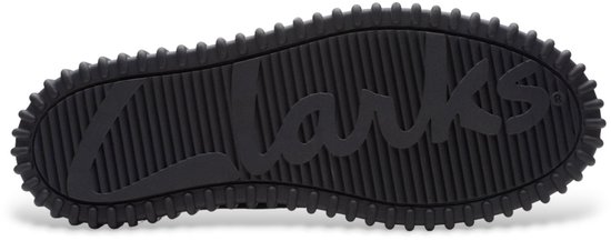 Zwarte zool met "Clarks" logo in reliëf.